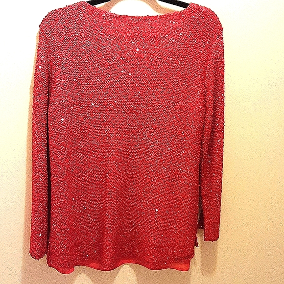 INTRIGUE Red Sequin Sweater Size: XLG - Picture 3 of 5